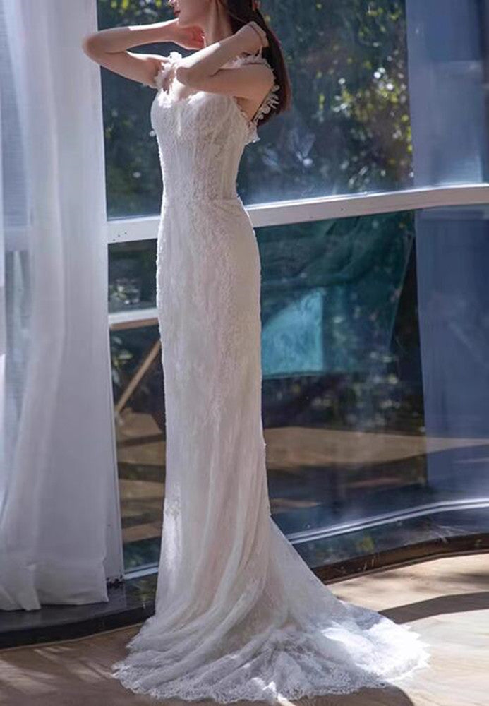 Women Lace Wedding Dresses Long Appliques Bridal Gowns YWD055
