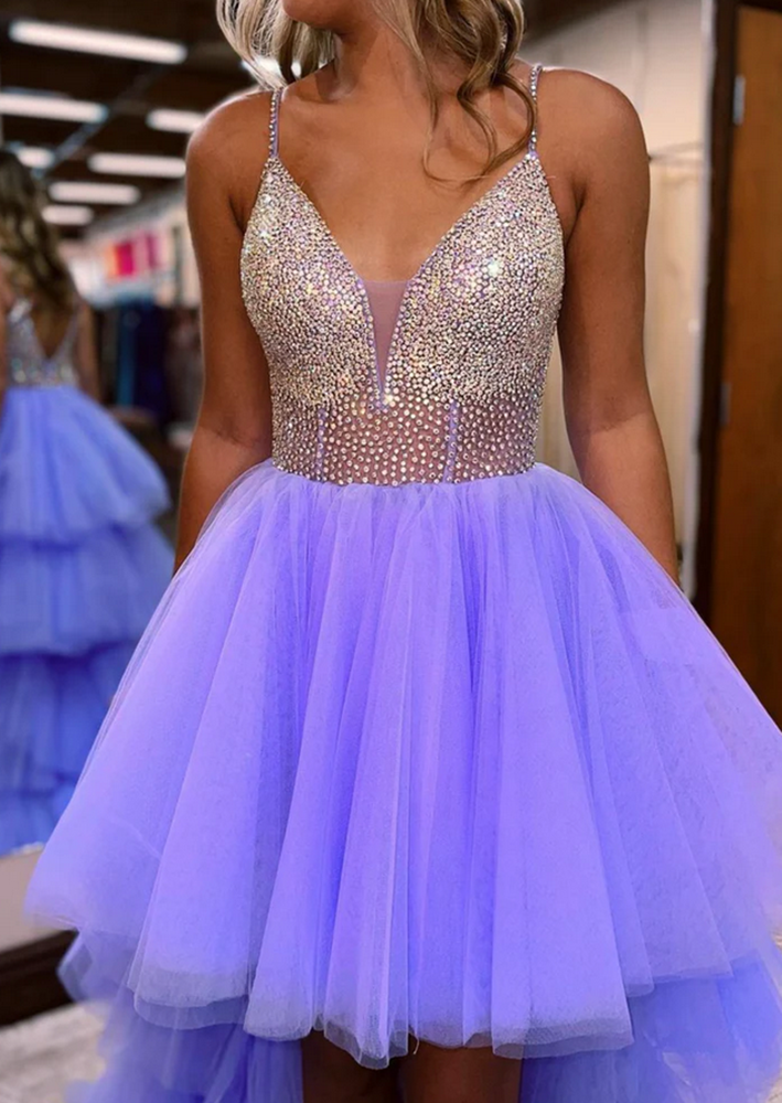 Women Sequins Prom Dresses Long High Low Evening Party Dress YPD016