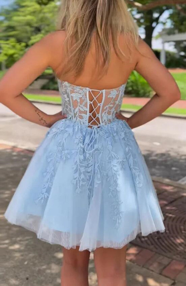 Women Lace Prom Dresses Short Cocktail Gowns Girls Appliques Homecoming Dresses Short Graduation Dress YHD236