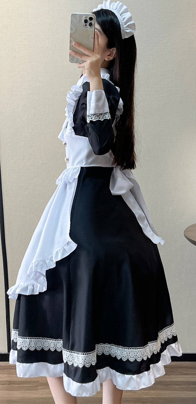 Anime Maid Cosplay Costume Dress for School Girls Halloween Long Maid Outfits Cute Lolita Dress YCC022