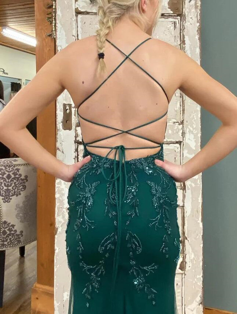 Women Beaded Prom Dresses Long Mermaid Backless Evening Gowns Formal Party Dress YPD385