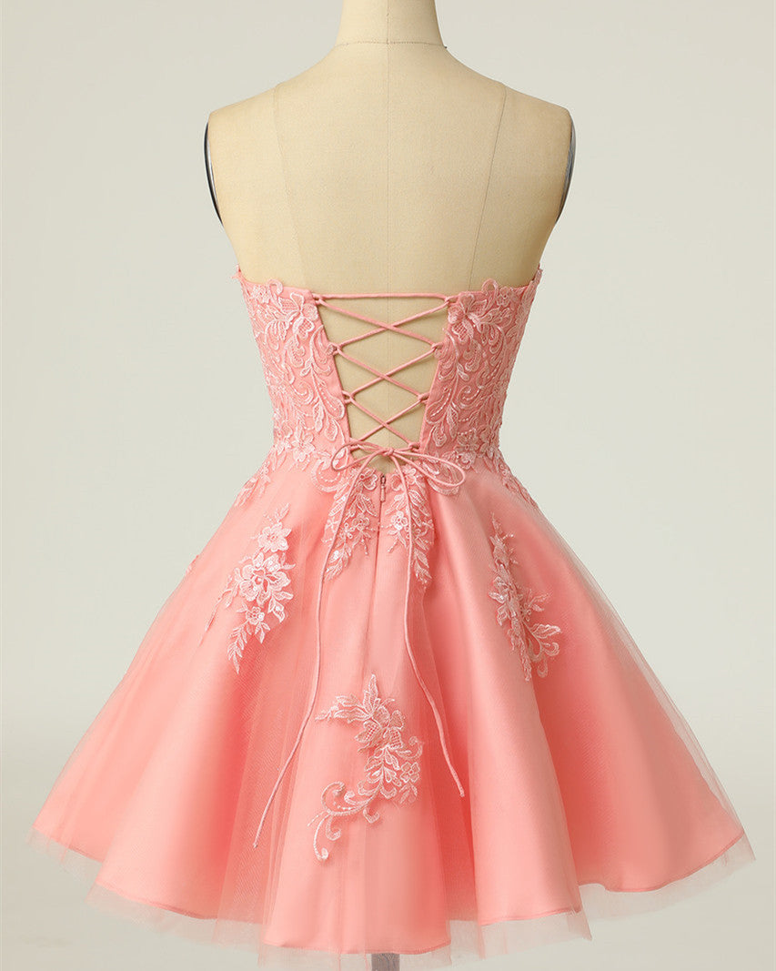 Women Lace Prom Dresses Short Cocktail Gowns Girls Appliques Homecoming Dresses Short Graduation Dress YHD291