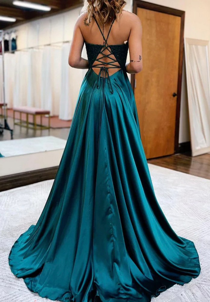 Women Lace Prom Dresses Long A-Line Evening Party Dress YPD064