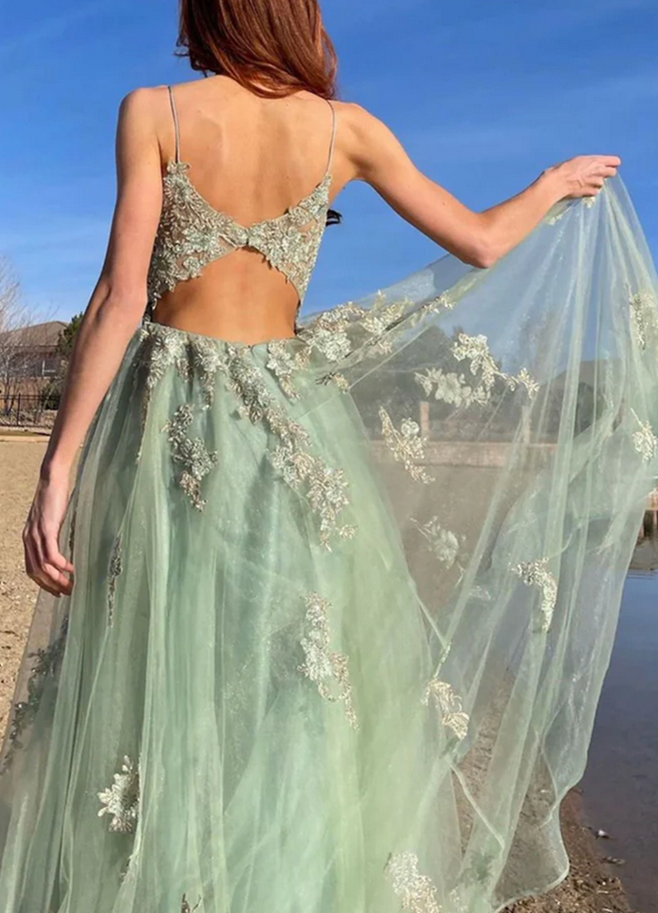 Women Lace Prom Dresses Long A-Line Evening Party Dress YPD066