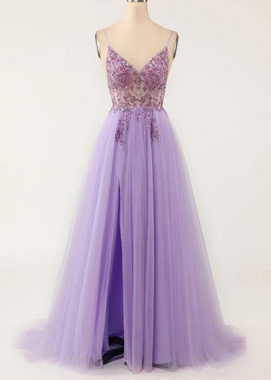 Women Beaded Prom Dresses Long Sexy Side Slit Evening Gowns Formal Party Dress YPD404