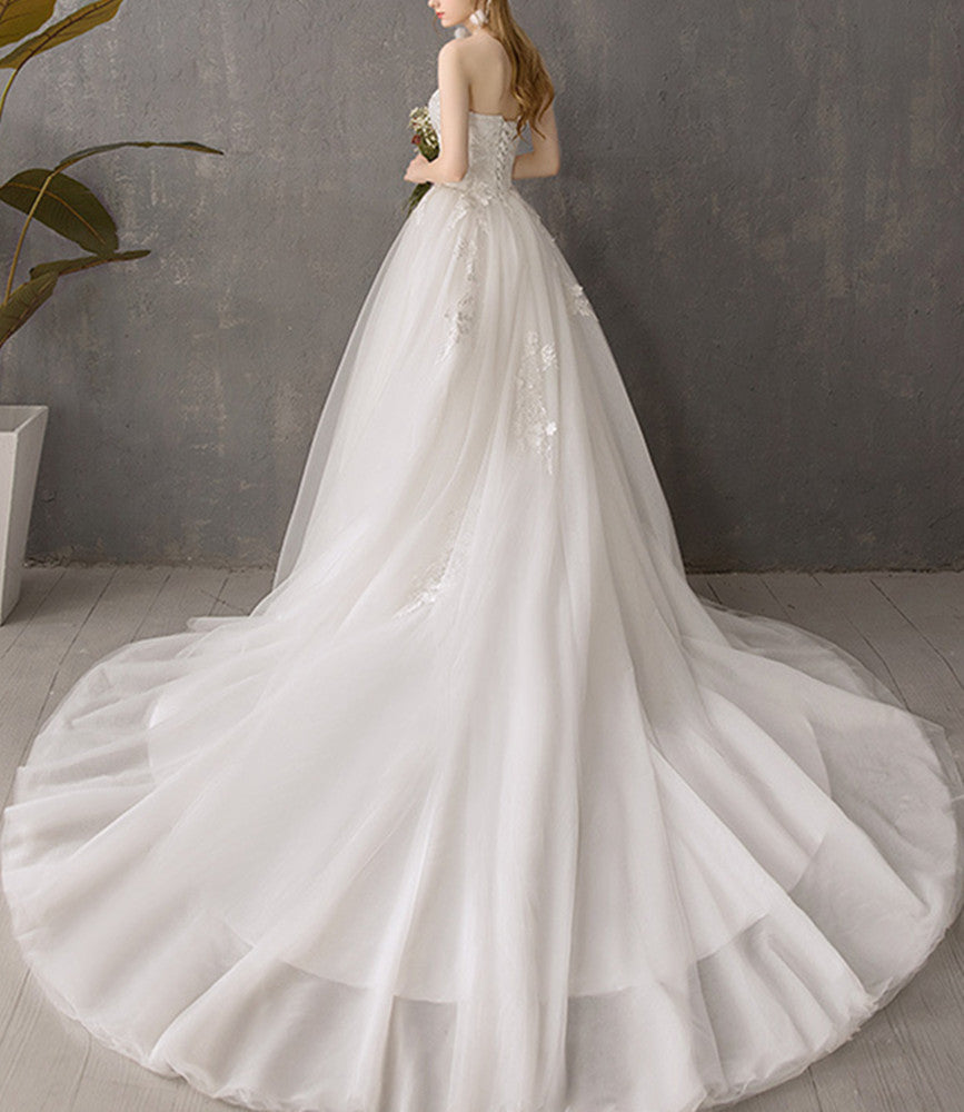 Women Tulle Appliques Wedding Dresses Long Sweetheart Bridal Gowns YWD031