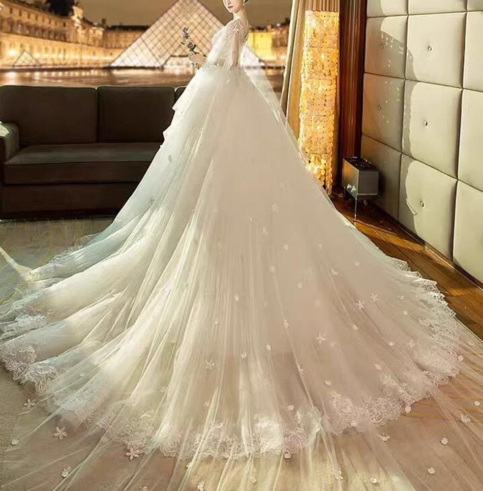 Women Tulle Lace Wedding Dresses Long Appliques Bridal Gowns YWD045