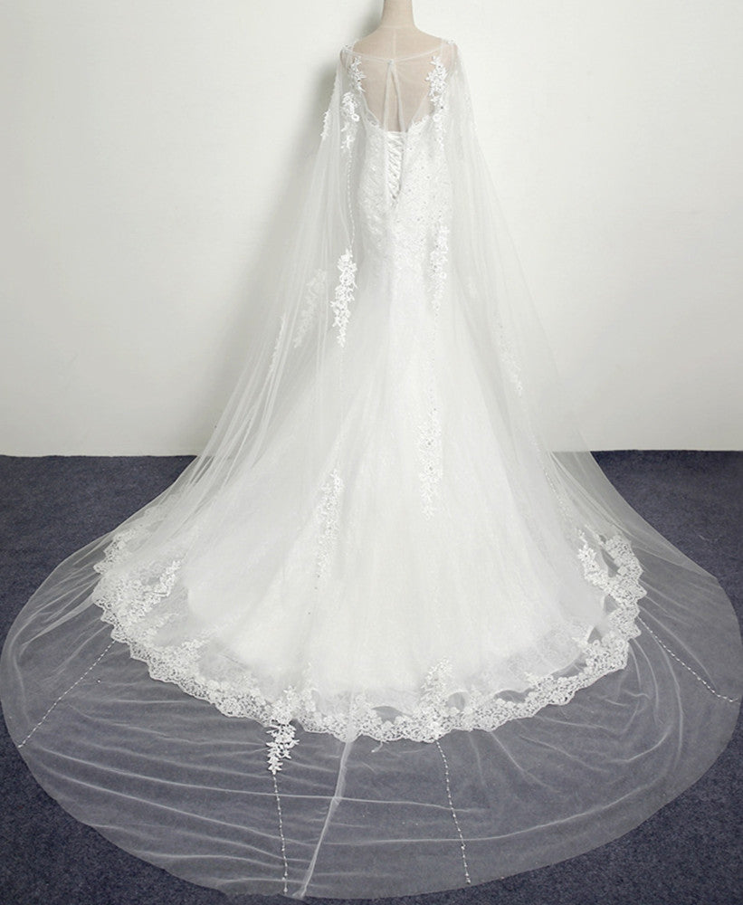 Women Mermaid Long Wedding Dresses Tulle Appliques Bridal Gowns YWD024