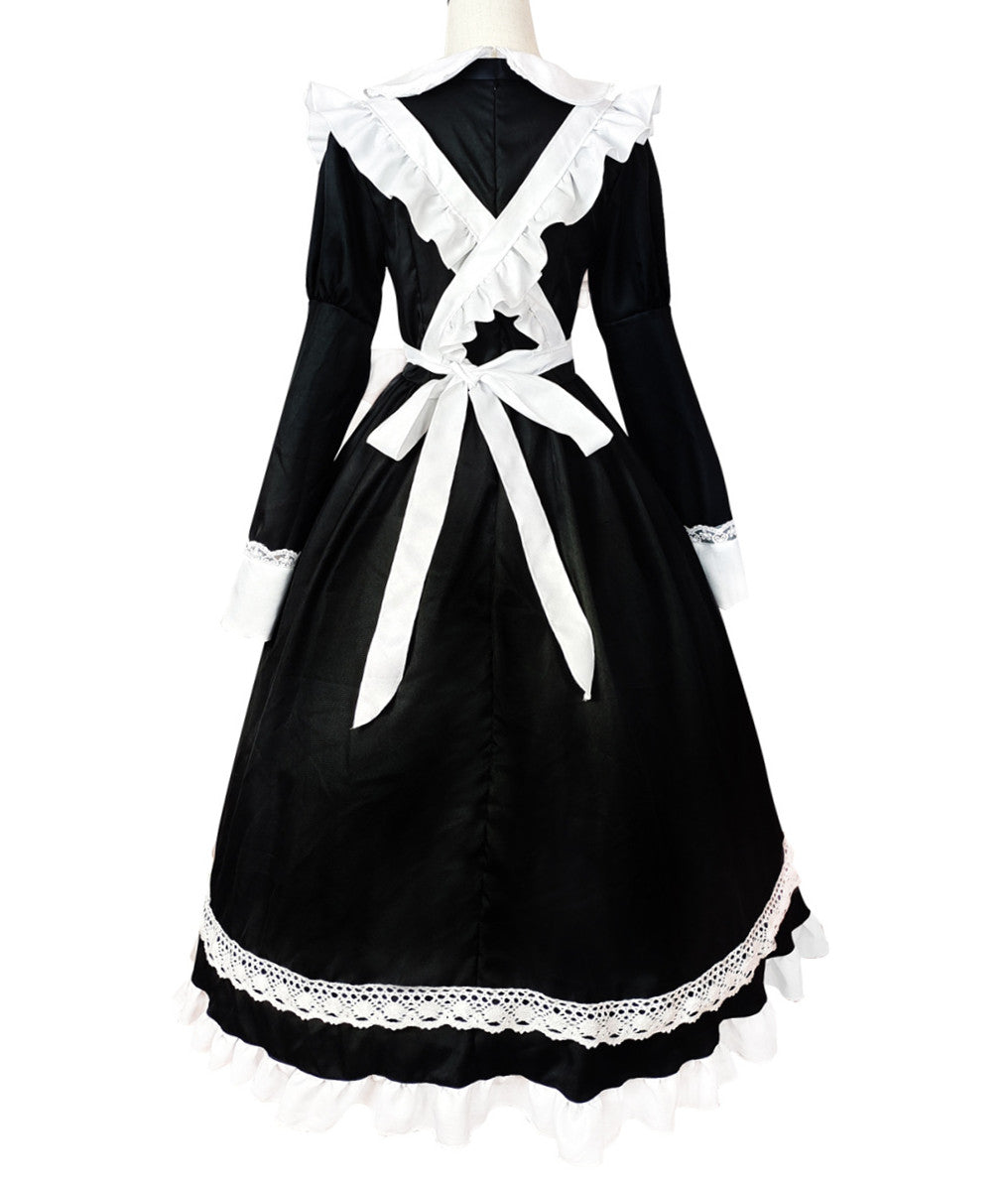 Anime Maid Cosplay Costume Dress for School Girls Halloween Long Maid Outfits Cute Lolita Dress YCC010
