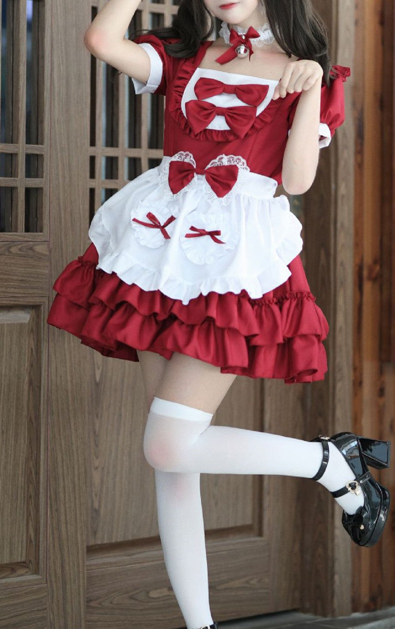 Anime Maid Cosplay Costume Dress for School Girls Halloween Maid Outfits Cute Lolita Dress YCC019