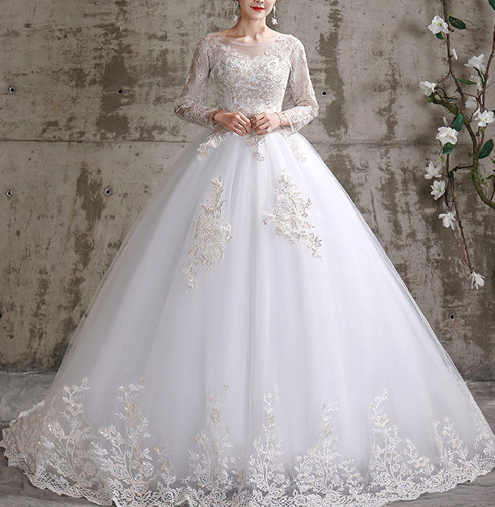 Women Lace Wedding Dresses Long Appliques Bridal Gowns YWD015