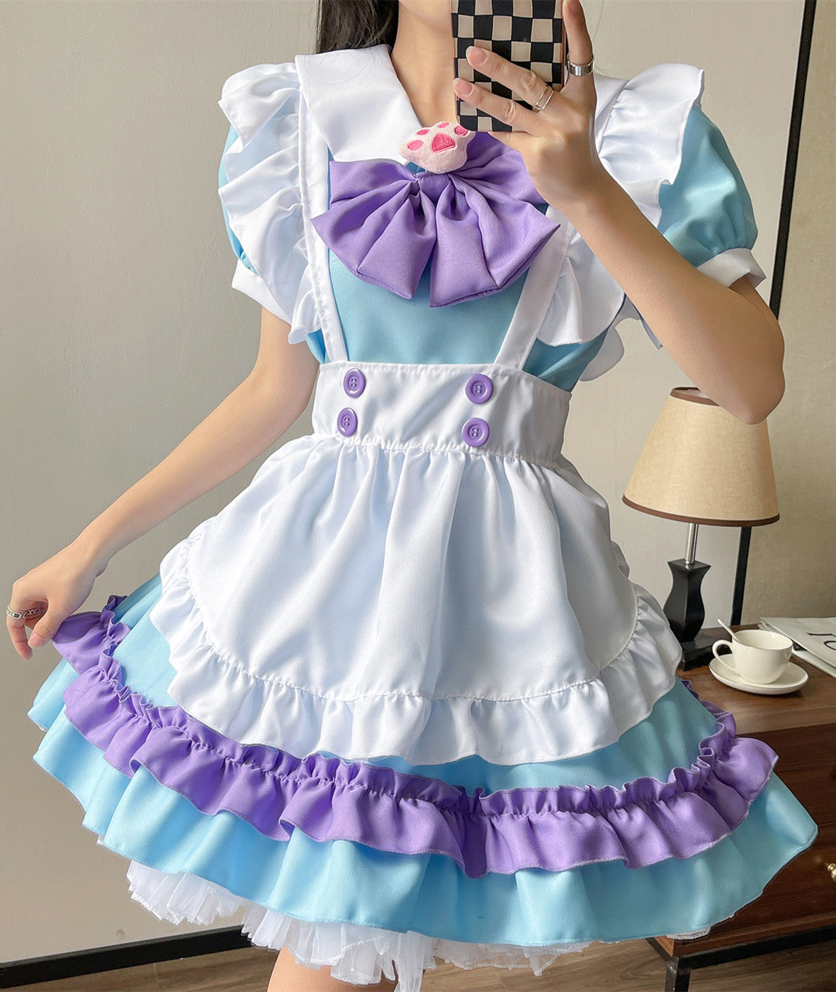 Anime Maid Cosplay Costume Dress for School Girls Halloween Maid Outfits Cute Lolita Dress YCC101