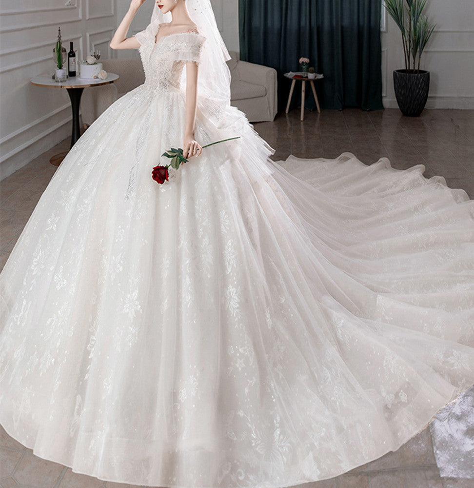 Women Sequined Wedding Dresses Long Princess A-Line Bridal Gowns YWD065