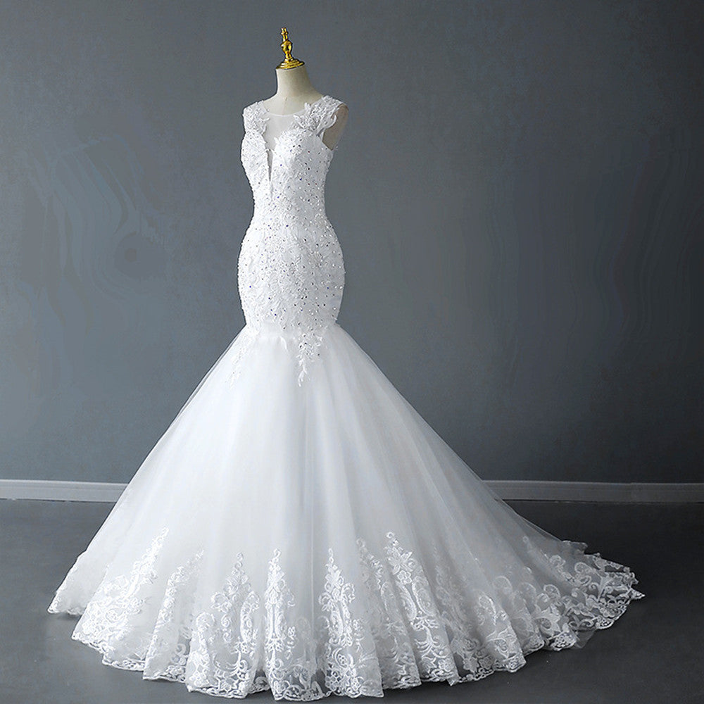Women Mermaid Lace Wedding Dresses Long Appliques Bridal Gowns YWD008