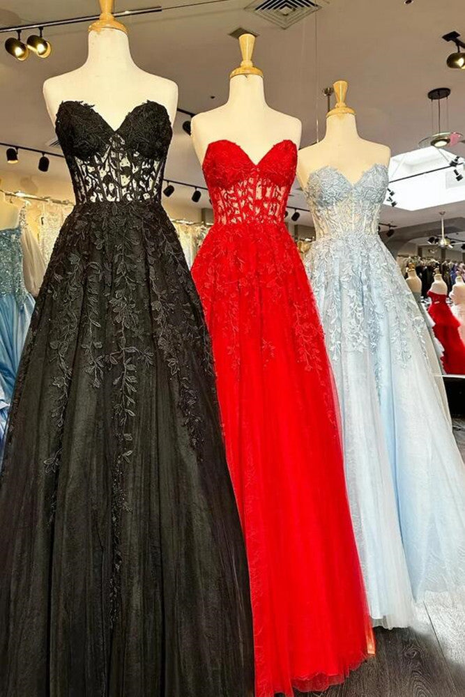 Women Red Appliques Prom Dresses Long Sweetheart Evening Gowns Formal Party Dress YPD383