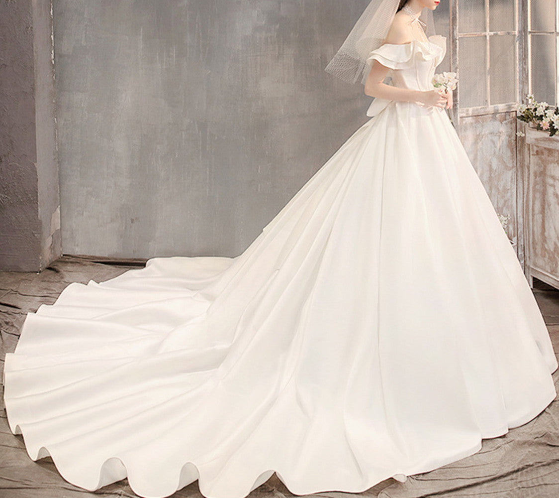 Women Satin Wedding Dresses Long A-Line Bridal Gowns YWD059
