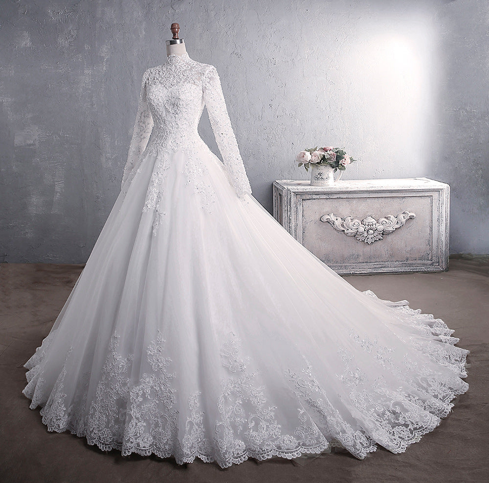 Women A-Line Long Sleeves Lace Wedding Dresses Long Appliques Bridal Gowns YWD003