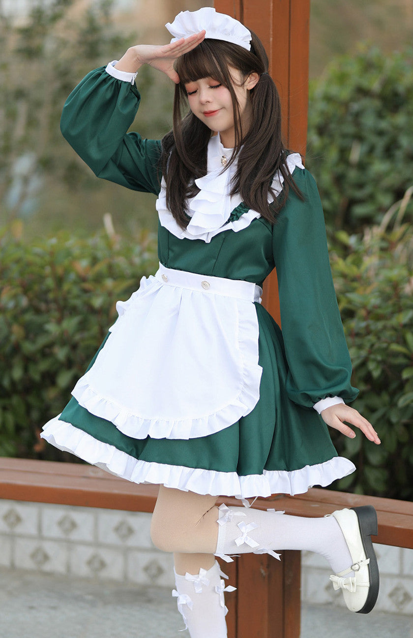 Anime Maid Cosplay Costume Dress for School Girls Halloween Maid Outfits Cute Lolita Dress YCC025