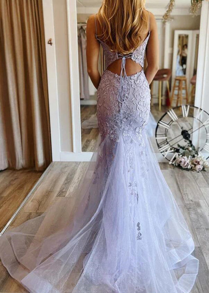 Women Lace Prom Dresses Long Appliques Evening Gowns Formal Party Dress YPD378