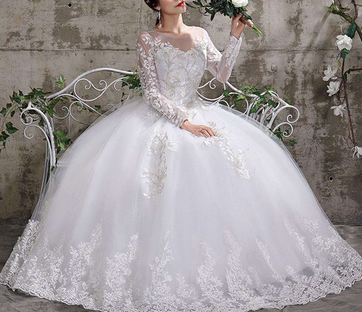 Women Lace Wedding Dresses Long Appliques Bridal Gowns YWD018