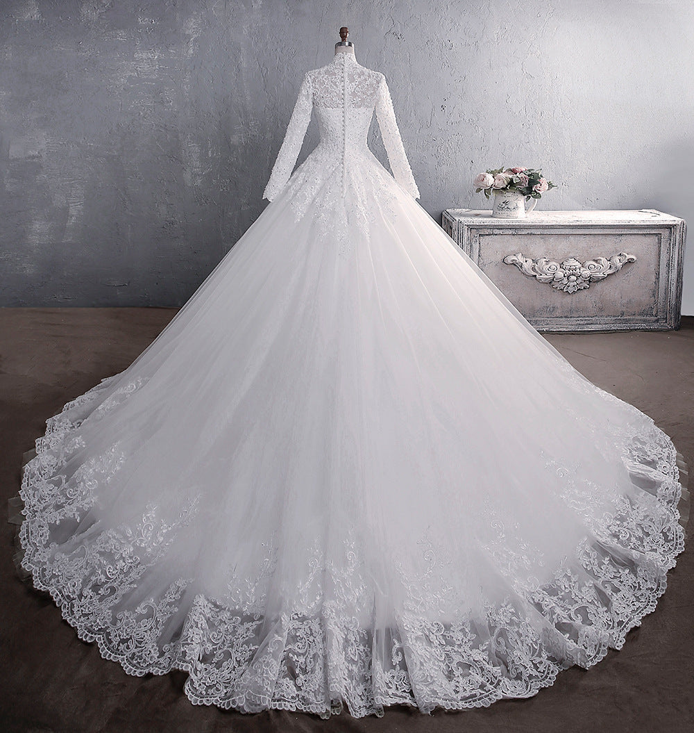 Women A-Line Long Sleeves Lace Wedding Dresses Long Appliques Bridal Gowns YWD003