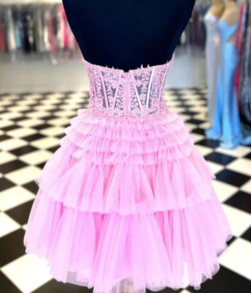 Women Lace Prom Dresses Short Cocktail Gowns Girls Sweetheart Homecoming Dresses Short Graduation Dress YHD234