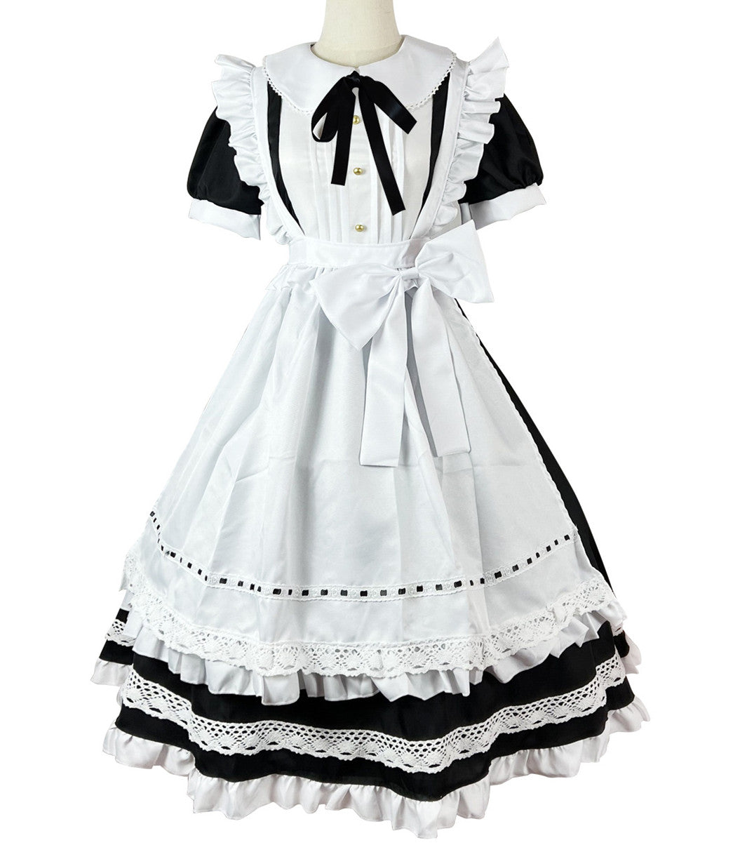 Anime Maid Cosplay Costume Dress for School Girls Halloween Long Maid Outfits Cute Lolita Dress YCC010