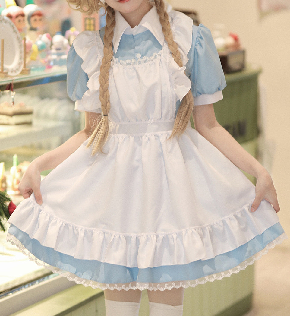 Anime Maid Cosplay Costume Dress for School Girls Halloween Maid Outfits Cute Lolita Dress YCC089