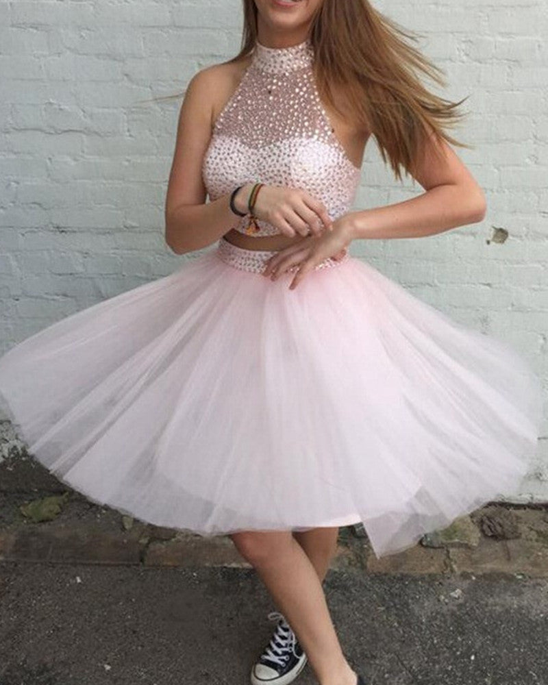 Women Beads Prom Dresses Short Cocktail Gowns Girls Homecoming Dresses Short Graduation Dress YHD084