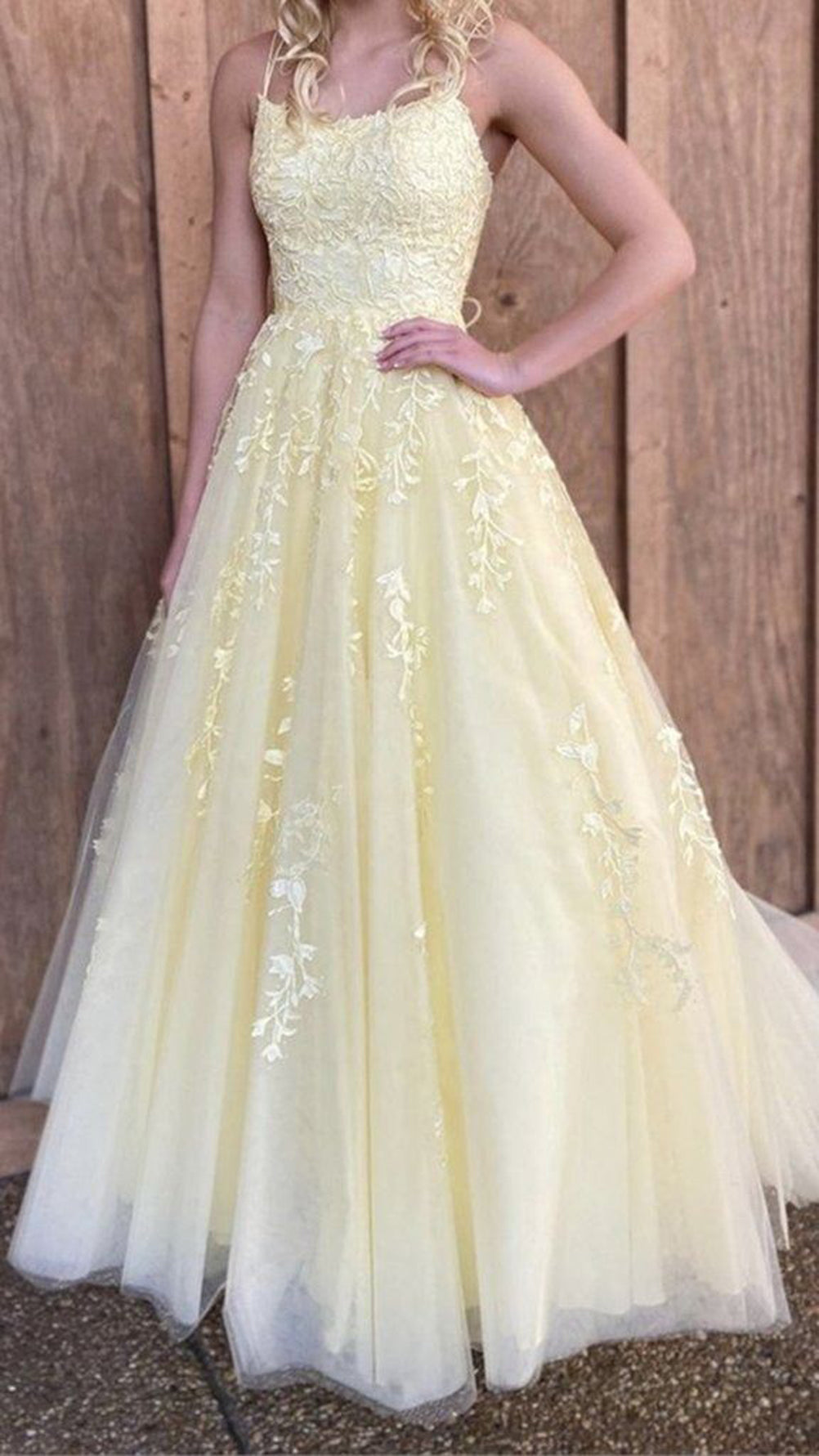 Women Lace Prom Dresses Long Appliques Evening Gowns Lace Up Formal Party Dress YPD891
