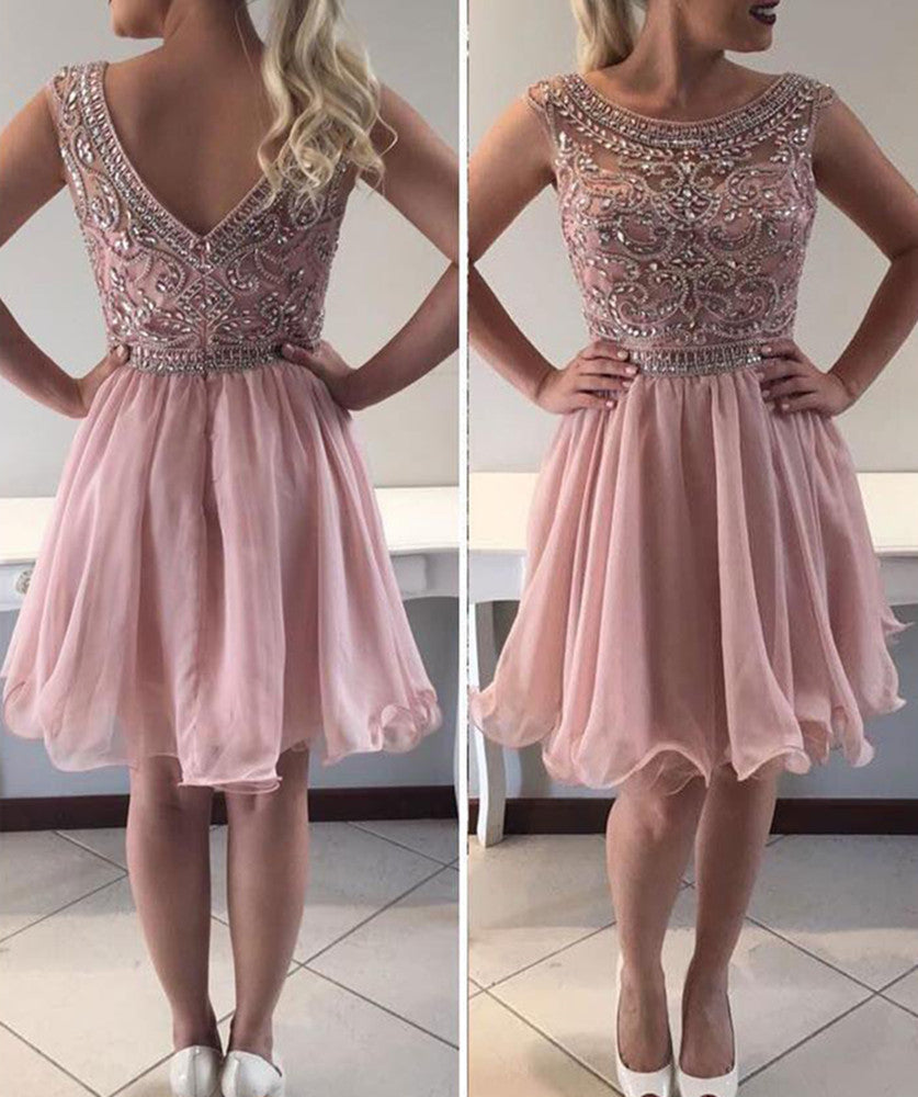 Women Beads Prom Dresses Short Cocktail Gowns Girls Homecoming Dresses Short Graduation Dress YHD088
