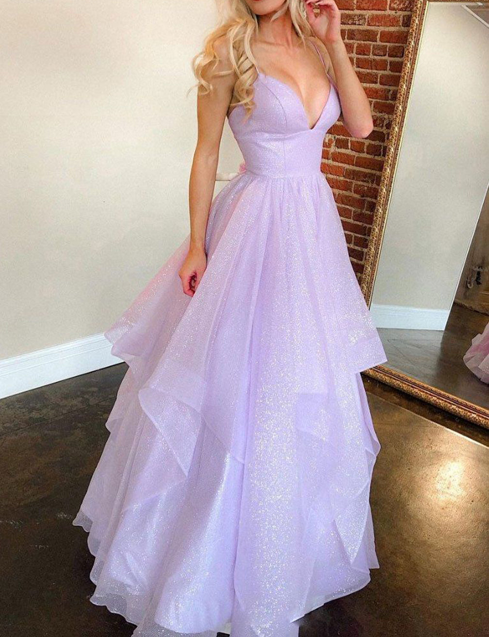 Women V-Neck Tulle Formal Prom Dresses Long Sleeveless Evening Party Gowns YPD941