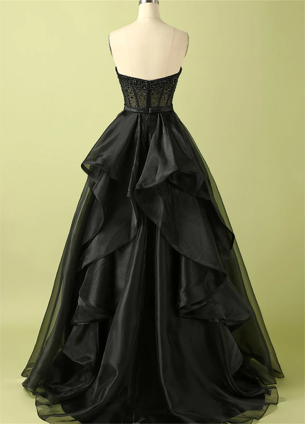 Women Black Beaded Prom Ball Gown Long Sweetheart Evening Gowns Fashion Formal Party Dress YPD734