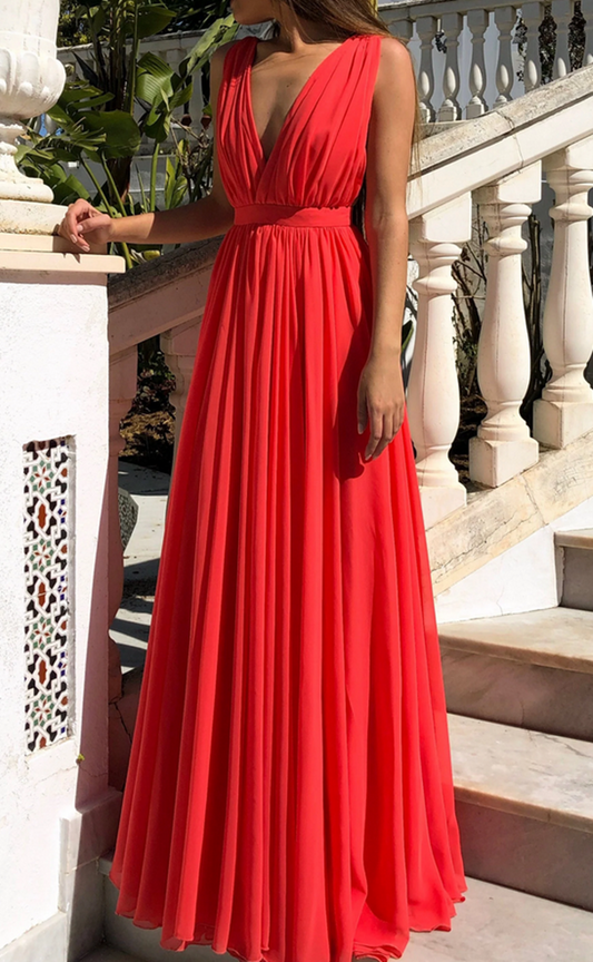 Women Chiffon Prom Dresses Long V-Neck Evening Gowns Formal Party Dress YPD444