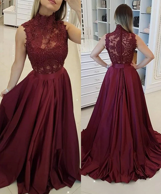 Women Lace Prom Dresses Long Appliques Evening Gowns Formal Party Dress YPD433