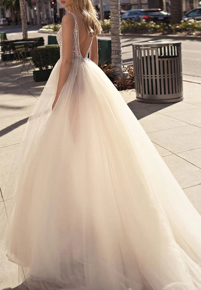 Women Beads Slit Prom Dresses Long V-Neck Evening Gowns Formal Party Dress YPD448