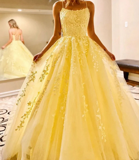 Women Lace Prom Dresses Long Appliques Evening Gowns Formal Party Dress YPD421