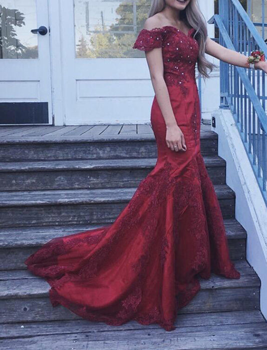 Women Mermaid Prom Dresses Long Lace Evening Gowns Formal Party Dress YPD268