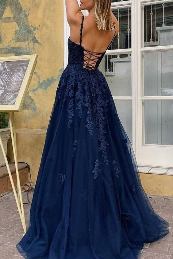 Women Lace Prom Dresses Long Appliques Evening Party Dress YPD152