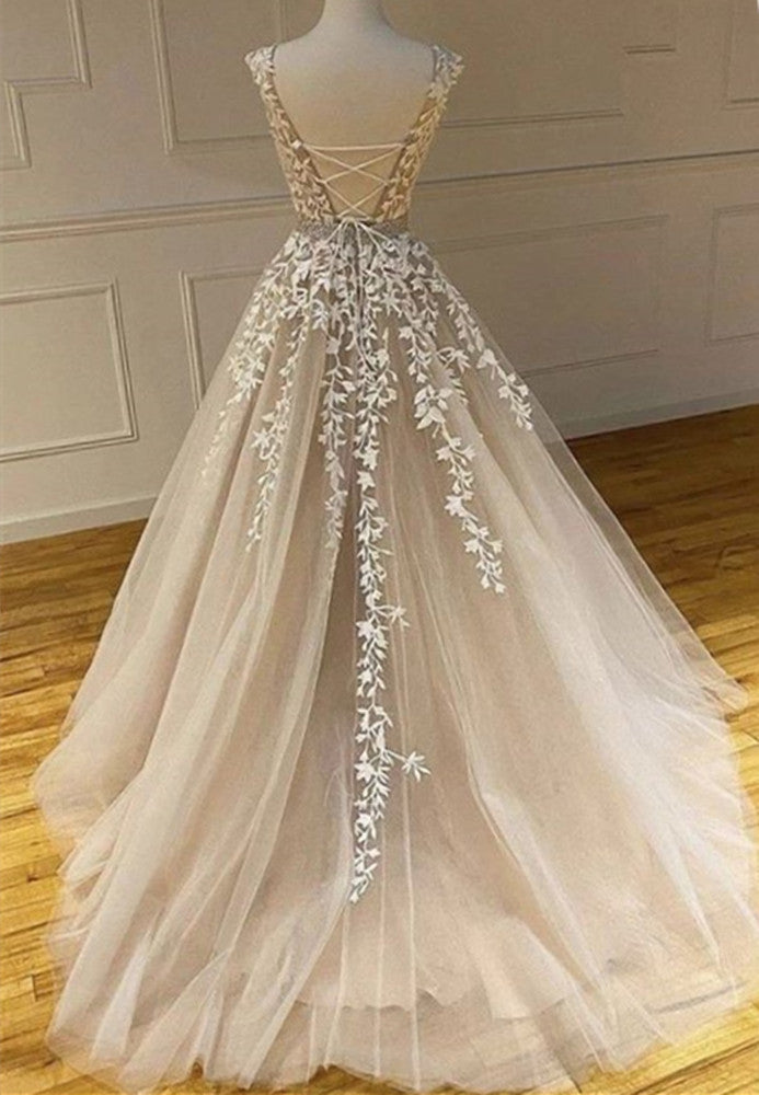 Women Lace Prom Dresses Long Appliques Evening Party Dress YPD106