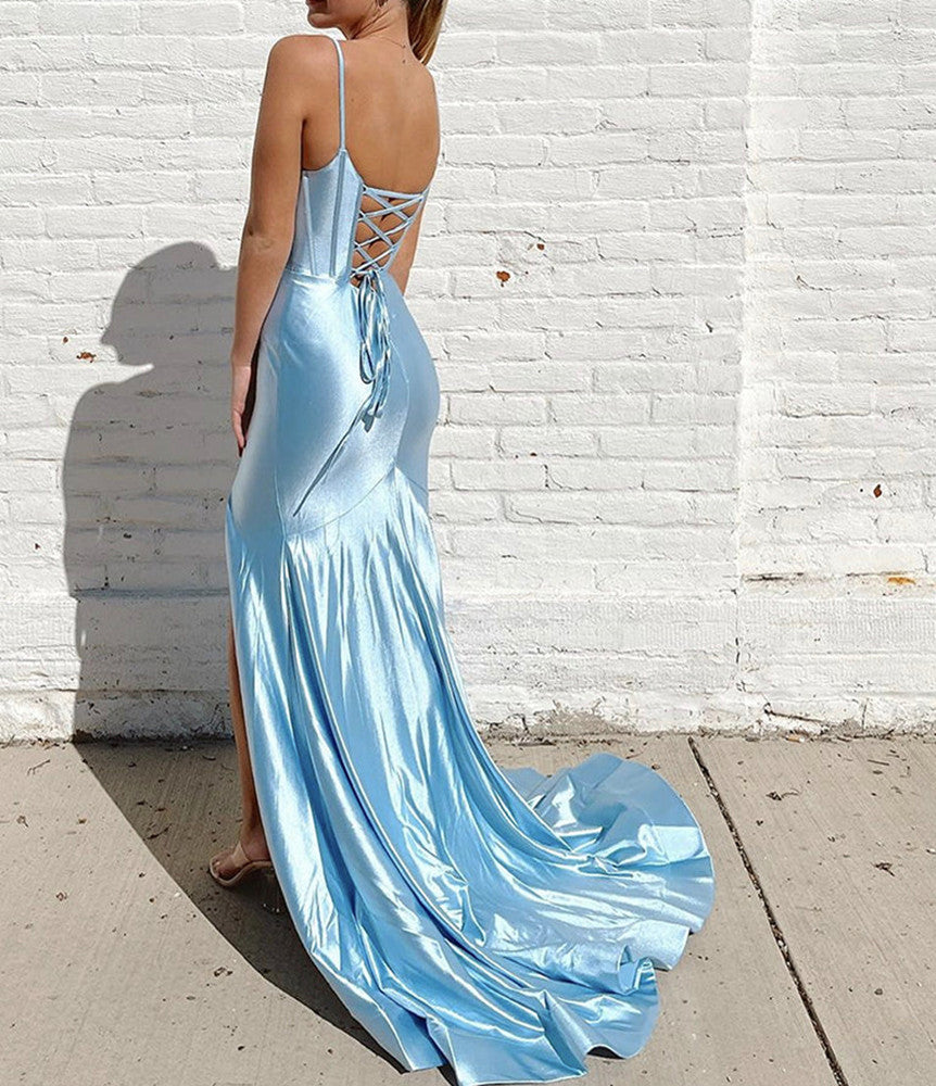 Women Mermaid Prom Dresses Long V-Neck Evening Gowns Formal Party Dress YPD466