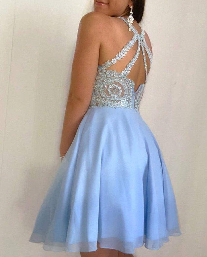 Women Beads Prom Dresses Short Cocktail Gowns Girls Homecoming Dresses Short Graduation Dress YHD074