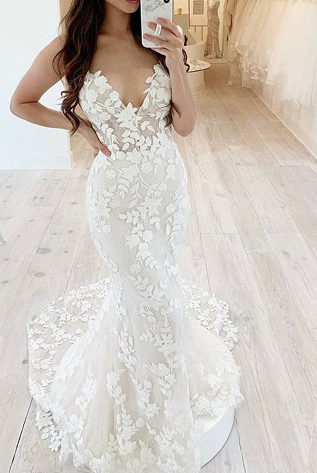 Women Mermaid Wedding Dresses Long Appliques Bridal Gowns YWD142