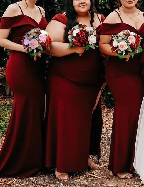 Women Off-the-Shoulder Bridesmaid Dress Long Mermaid Prom Gowns Fashion Wedding Party Dress YBD024
