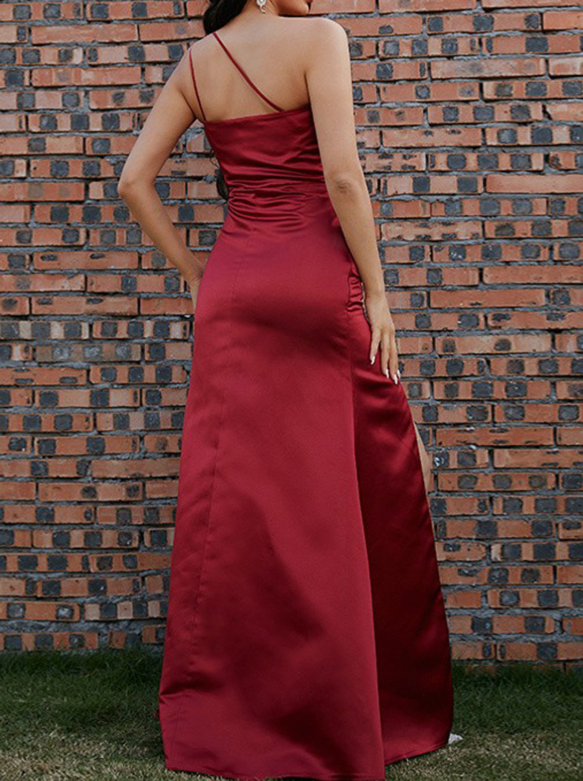 Women Spaghetti Straps Bridesmaid Dress Long Side Slit Prom Gowns Fashion Wedding Party Dress YBD052