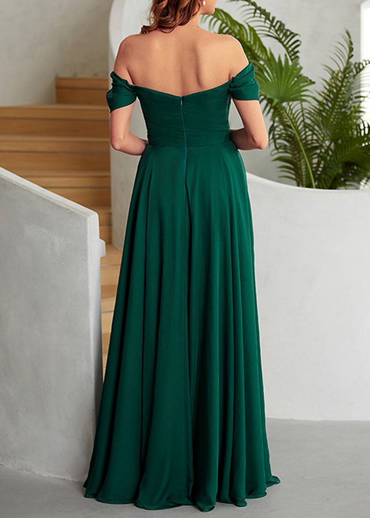 Women Chiffon Bridesmaid Dress Long Green Prom Gowns Fashion Wedding Party Dress YBD050