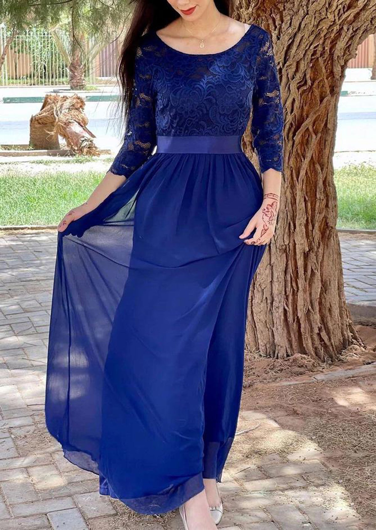 Women Half Sleeves Bridesmaid Dress Long Lace Prom Gowns Fashion Wedding Party Dress YBD041