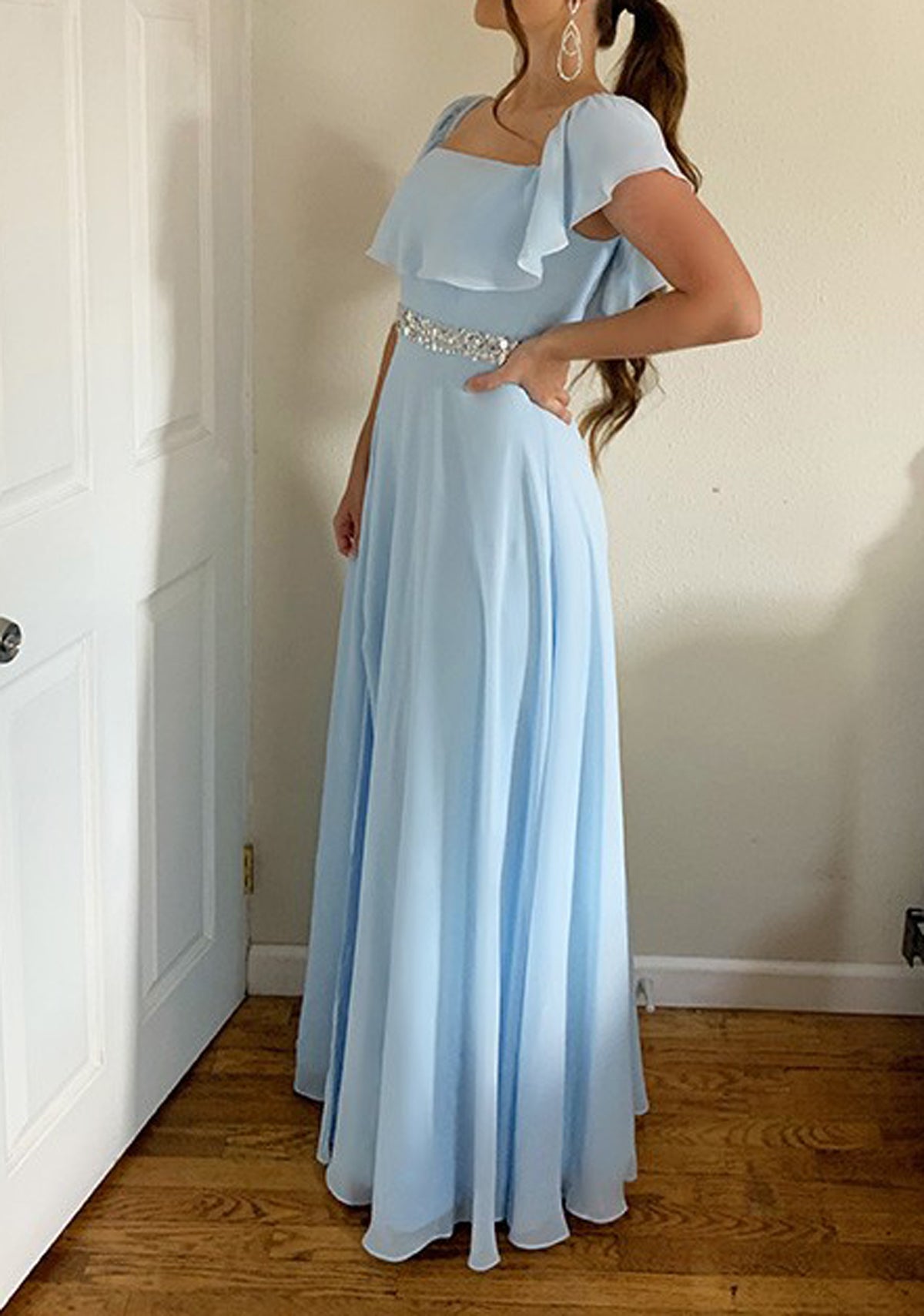 Women Off-the-Shoulder Prom Dress Long Chiffon Evening Gowns Fashion Formal Party Dress YPD854