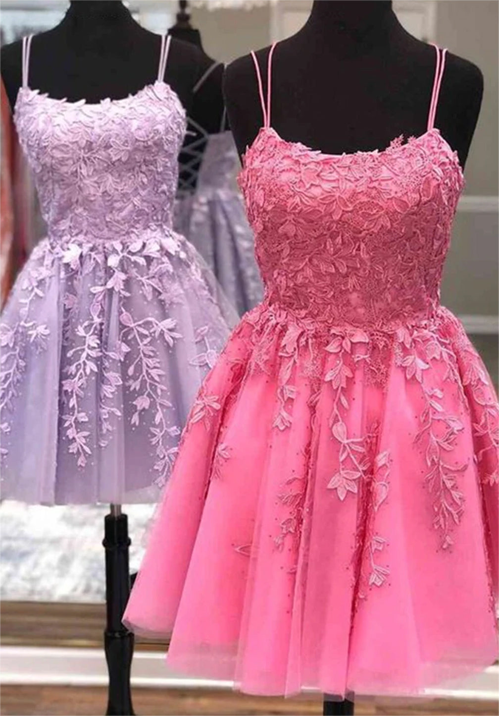 Women Lace Homecoming Dresses Mini Girls A-Line Appliques Cocktail Party Gowns YHD332