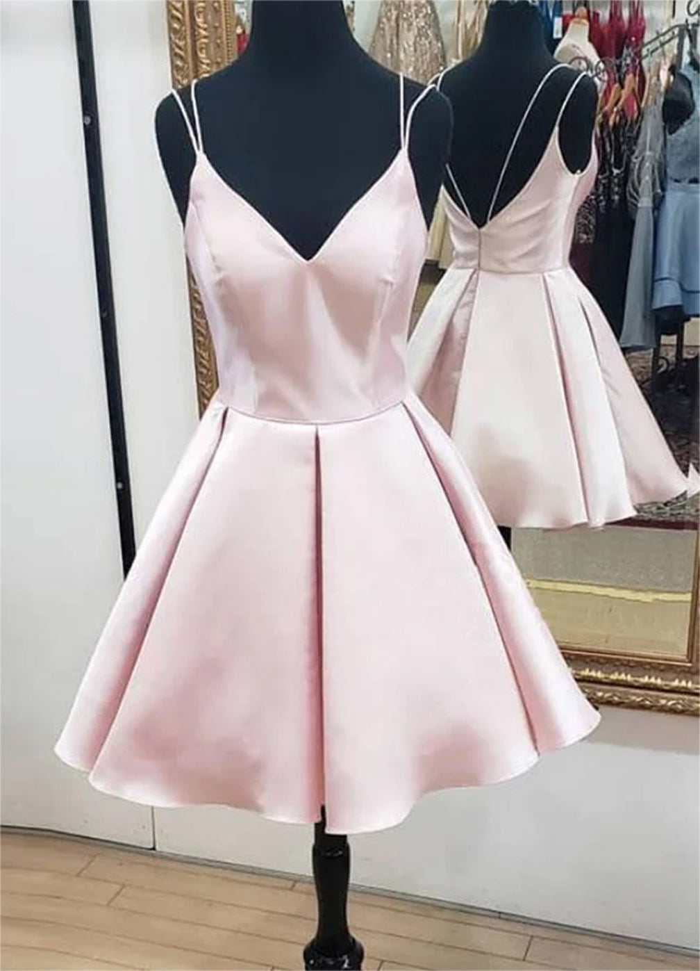 Women V-Neck Homecoming Dresses Mini Girls A-Line Cocktail Party Gowns YHD331